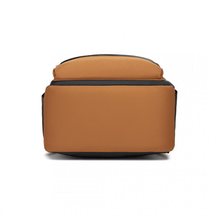 BPK2502 - Kono Casual Contemporary Backpack with Laptop Sleeve & Padded Straps for Daily Commute - Black and Brown