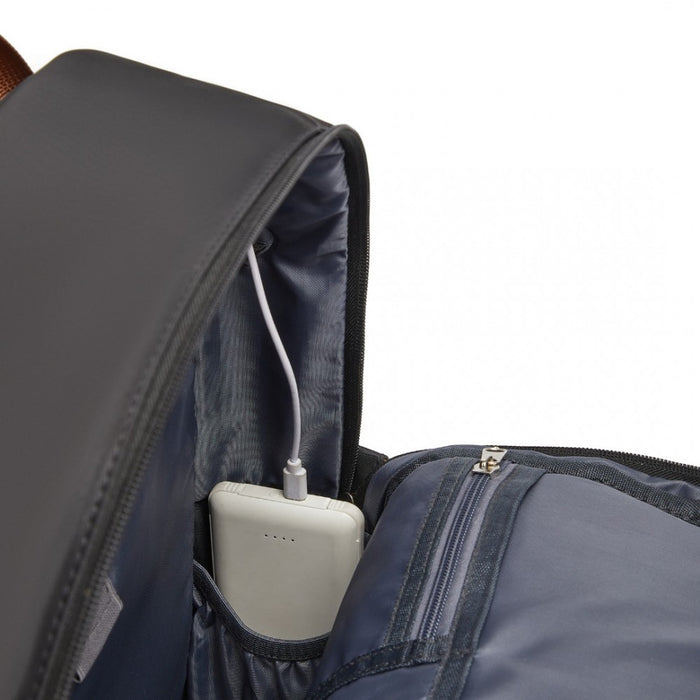 BPK2502 - Kono Casual Contemporary Backpack with Laptop Sleeve & Padded Straps for Daily Commute - Black and Brown