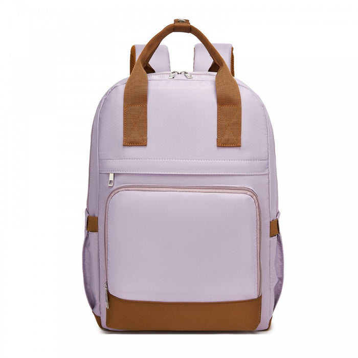 BPK2502 - Kono Casual Contemporary Backpack with Laptop Sleeve & Padded Straps for Daily Commute - Purple and Brown