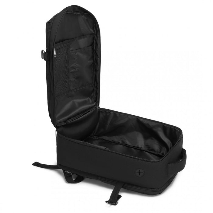 BPK2504 - Kono 20L Cabin Backpack with Red Trim for 15.6” Laptop – Water-Resistant Travel Daypack with Luggage Strap - Black