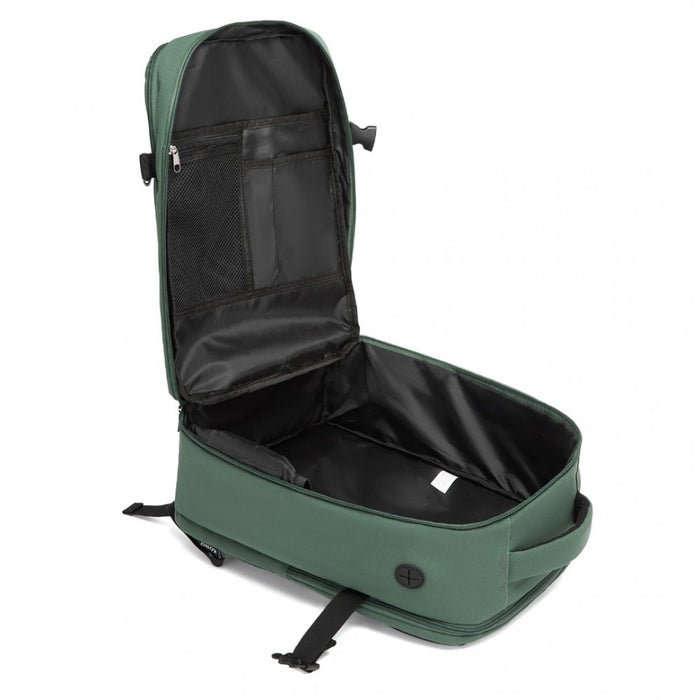 BPK2504 - Kono 20L Cabin Backpack with Red Trim for 15.6” Laptop – Water-Resistant Travel Daypack with Luggage Strap - Green