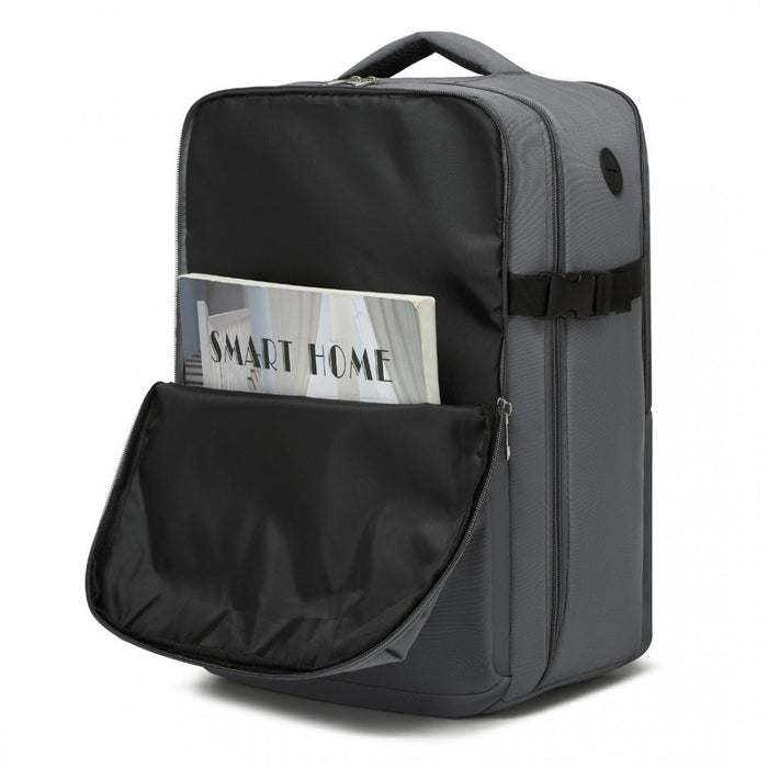 BPK2504 - Kono 20L Cabin Backpack with Red Trim for 15.6” Laptop – Water-Resistant Travel Daypack with Luggage Strap - Grey