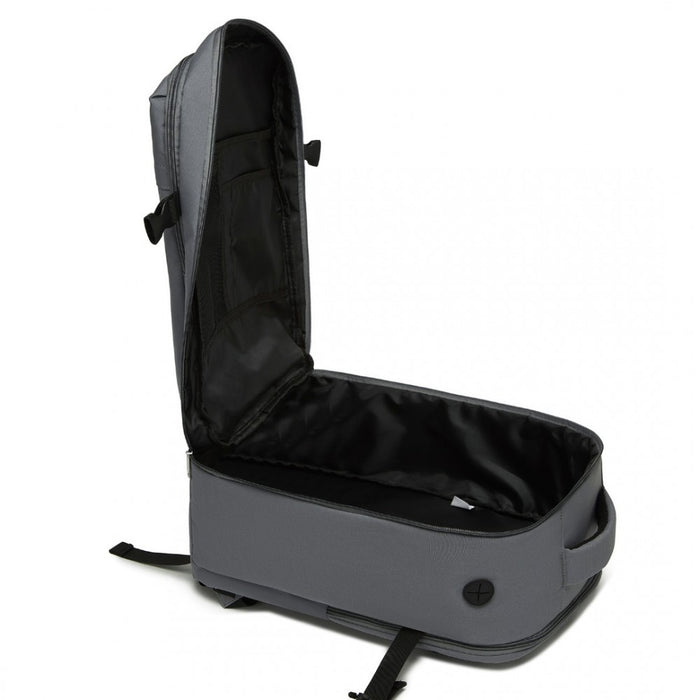 BPK2504 - Kono 20L Cabin Backpack with Red Trim for 15.6” Laptop – Water-Resistant Travel Daypack with Luggage Strap - Grey