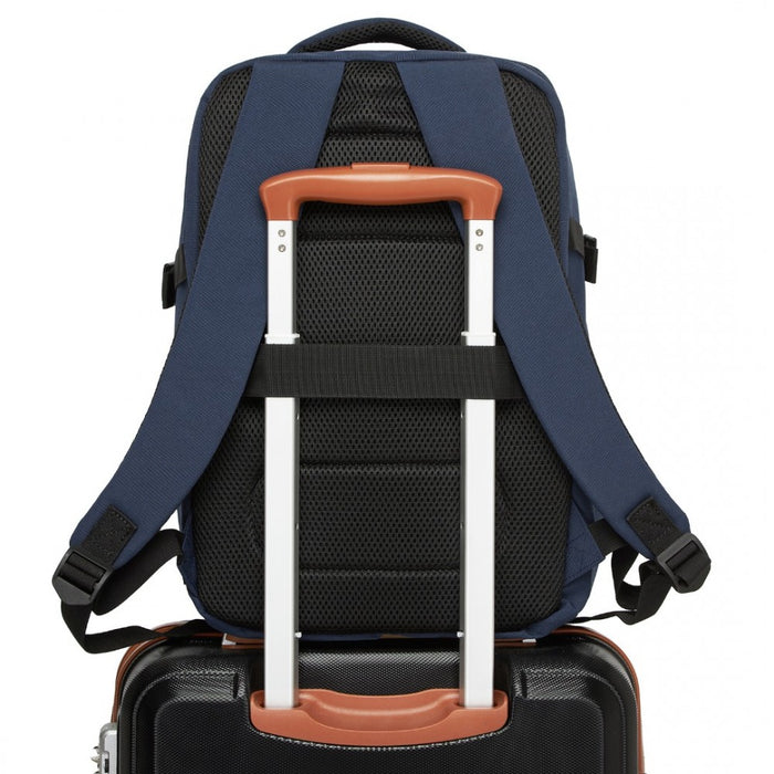 BPK2504 - Kono 20L Cabin Backpack with Red Trim for 15.6” Laptop – Water-Resistant Travel Daypack with Luggage Strap - Navy