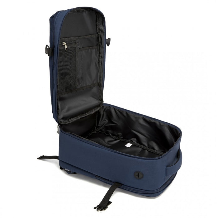 BPK2504 - Kono 20L Cabin Backpack with Red Trim for 15.6” Laptop – Water-Resistant Travel Daypack with Luggage Strap - Navy