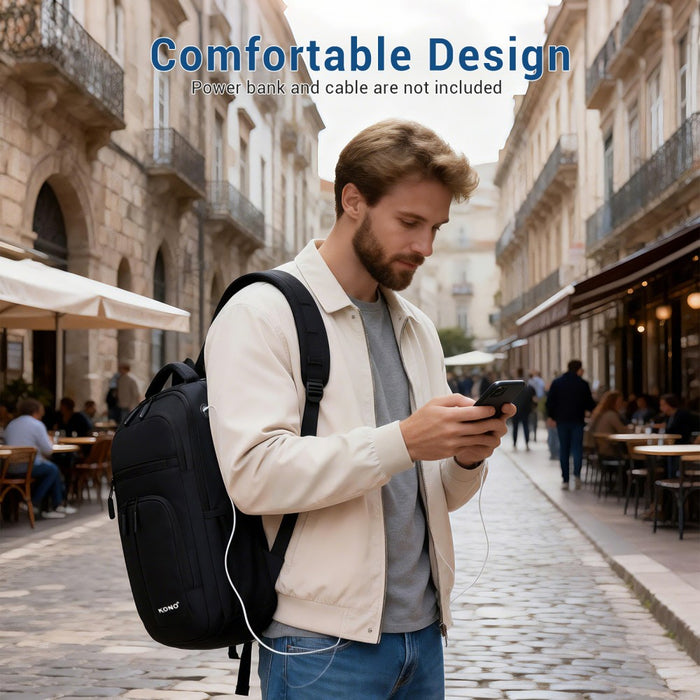 BPK2518 - Kono Laptop Backpack with 15.6" Laptop Compartment, Comfortable & Durable for Work and Business Trips - Black