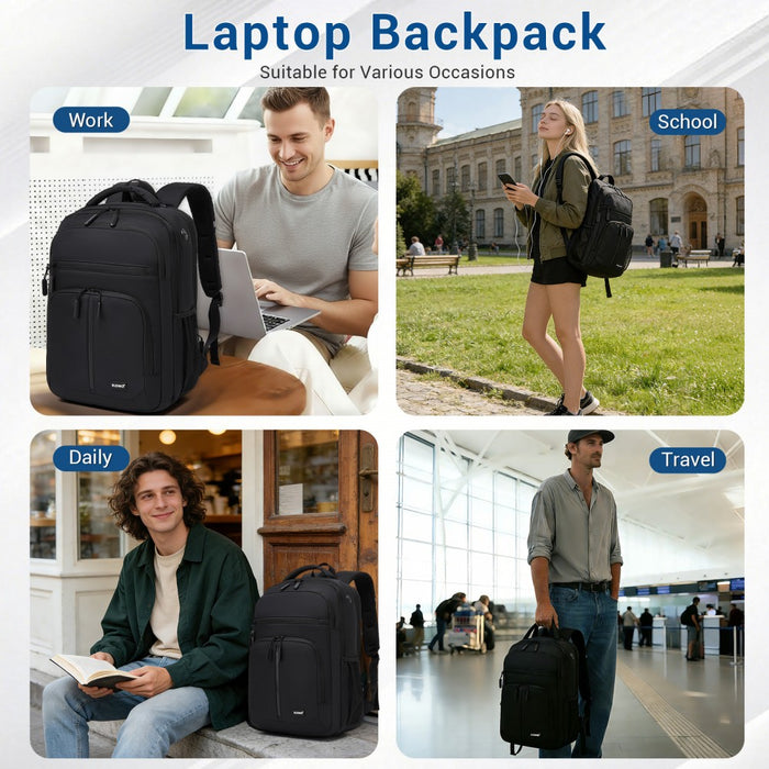 BPK2518 - Kono Laptop Backpack with 15.6" Laptop Compartment, Comfortable & Durable for Work and Business Trips - Black