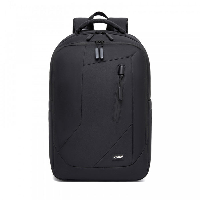 BPK2519 - Kono Laptop Backpack with 15.6" Laptop Compartment, Stylish Commuter Bag with Reflective Straps - Black