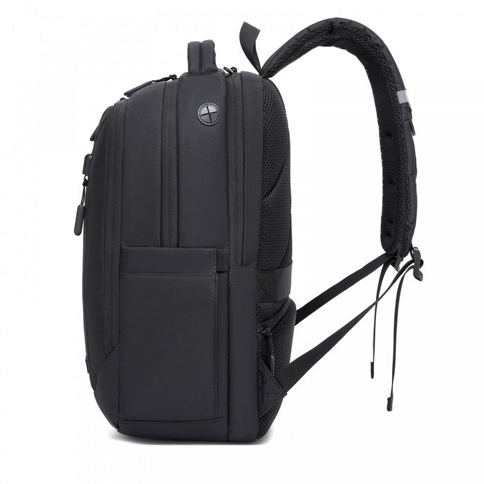 BPK2519 - Kono Laptop Backpack with 15.6" Laptop Compartment, Stylish Commuter Bag with Reflective Straps - Black