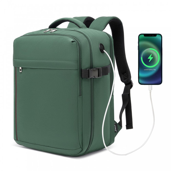 BPK2524 - Kono Spacious and Organised Personal-Item Backpack (40×30×20) with 15.6" Laptop Sleeve, Clamshell Main - Green