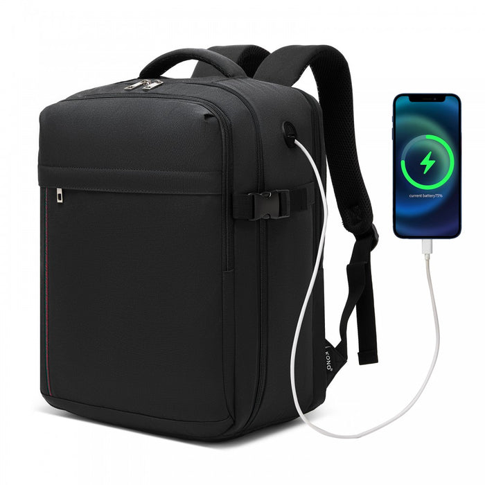 BPK2524 - Kono Spacious and Organised Personal-Item Backpack (40×30×20) with 15.6" Laptop Sleeve, Clamshell Main - Black