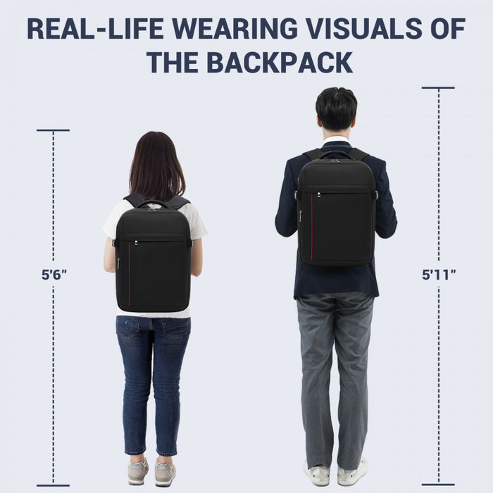 BPK2524 - Kono Spacious and Organised Personal-Item Backpack (40×30×20) with 15.6" Laptop Sleeve, Clamshell Main - Black