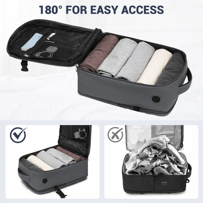 BPK2524 - Kono Spacious and Organised Personal-Item Backpack (40×30×20) with 15.6" Laptop Sleeve, Clamshell Main - Grey