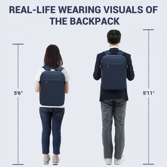 BPK2524 - Kono Spacious and Organised Personal-Item Backpack (40×30×20) with 15.6" Laptop Sleeve, Clamshell Main - Navy