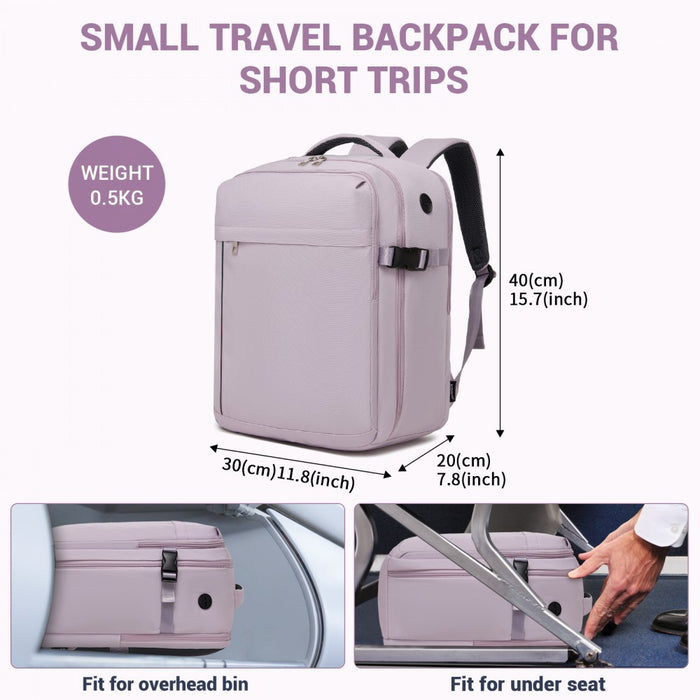 BPK2524 - Kono Spacious and Organised Personal-Item Backpack (40×30×20) with 15.6" Laptop Sleeve, Clamshell Main - Purple