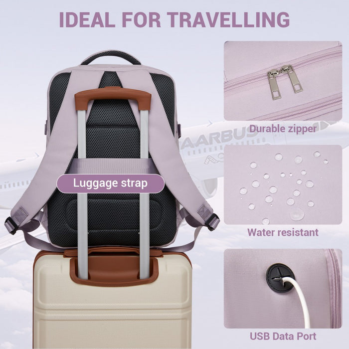 BPK2524 - Kono Spacious and Organised Personal-Item Backpack (40×30×20) with 15.6" Laptop Sleeve, Clamshell Main - Purple