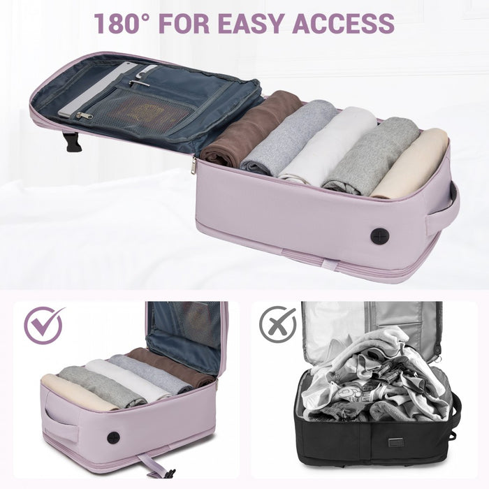 BPK2524 - Kono Spacious and Organised Personal-Item Backpack (40×30×20) with 15.6" Laptop Sleeve, Clamshell Main - Purple