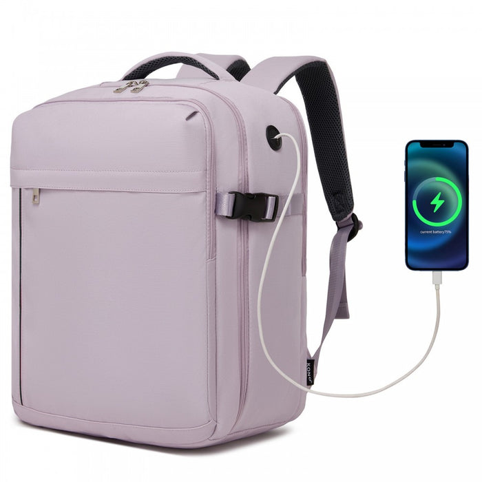 BPK2524 - Kono Spacious and Organised Personal-Item Backpack (40×30×20) with 15.6" Laptop Sleeve, Clamshell Main - Purple
