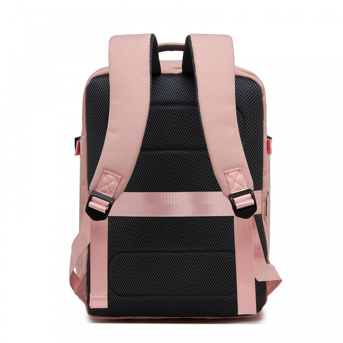 BPK2524 - Kono Spacious and Organised Personal-Item Backpack (40×30×20) with 15.6" Laptop Sleeve, Clamshell Main - Pink