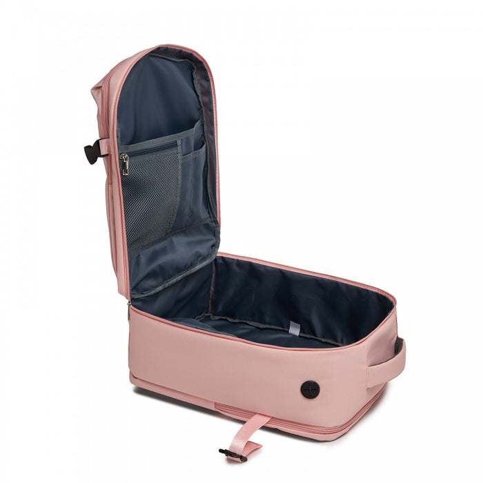 BPK2524 - Kono Spacious and Organised Personal-Item Backpack (40×30×20) with 15.6" Laptop Sleeve, Clamshell Main - Pink