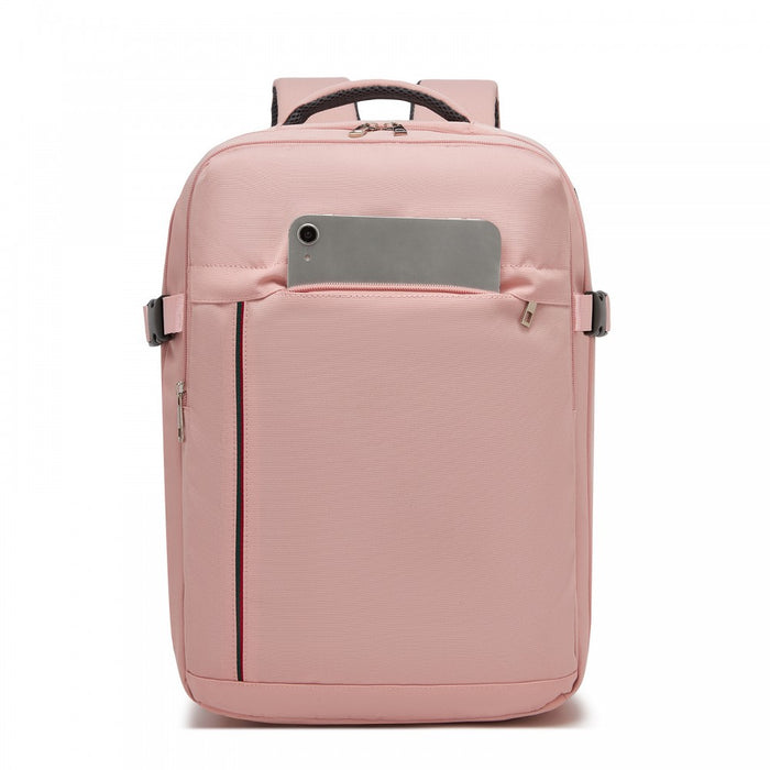 BPK2524 - Kono Spacious and Organised Personal-Item Backpack (40×30×20) with 15.6" Laptop Sleeve, Clamshell Main - Pink