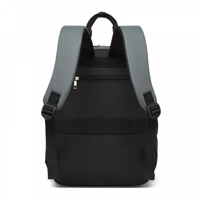 BPK2527 - Kono Functional Water-Resistant Laptop Backpack, Trendy Design with Padded Sleeve and Multiple Practical Compartments - Grey and Beige