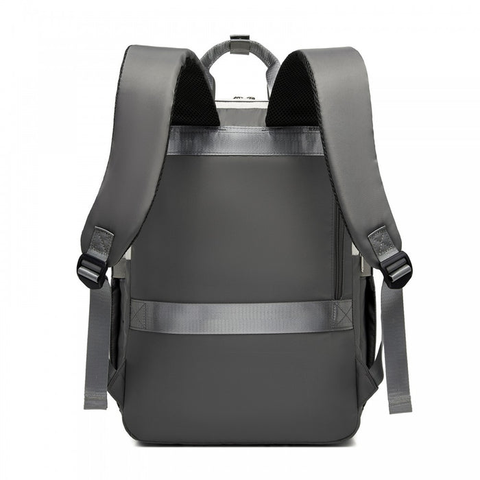 BPK2530 - Kono Spacious Water-Resistant Laptop Backpack for Travel & Commuting - 15.6" Padded Laptop Compartment, Reflective Strip - Beige and Grey