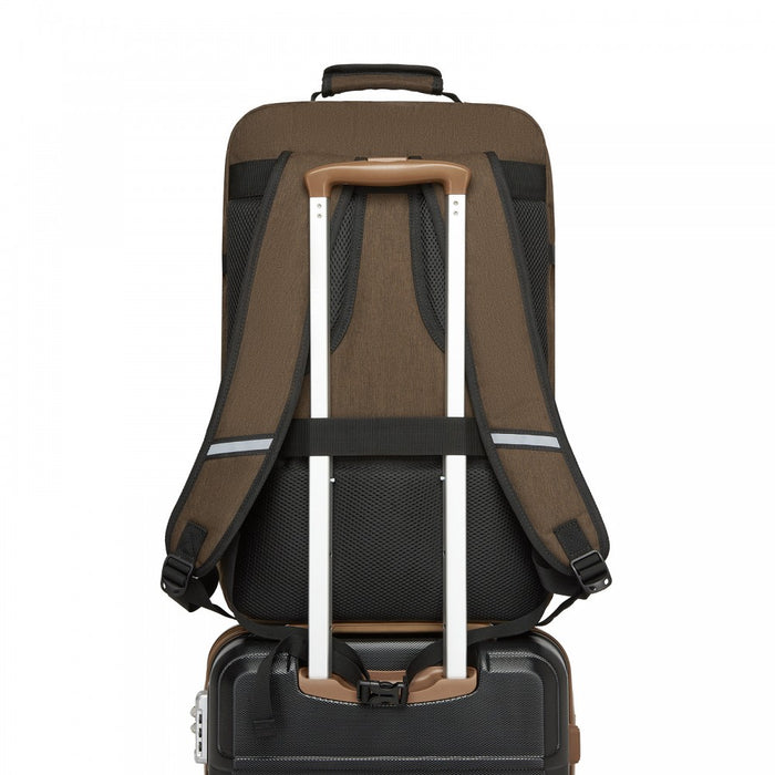 BPK2531L - Kono Multi-purpose Business Large Backpack–Fits 15.6" Laptop, Ideal for Work, Travel & Daily Commute - Brown