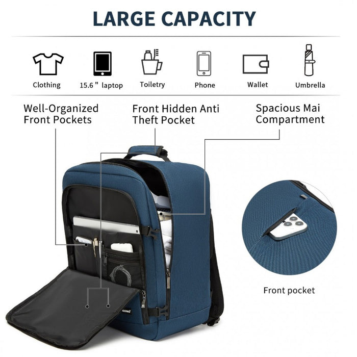 BPK2531M - Kono Multi-purpose Business Medium-sized Backpack–Fits 15.6" Laptop, Ideal for Work, Travel & Daily Commute - Navy