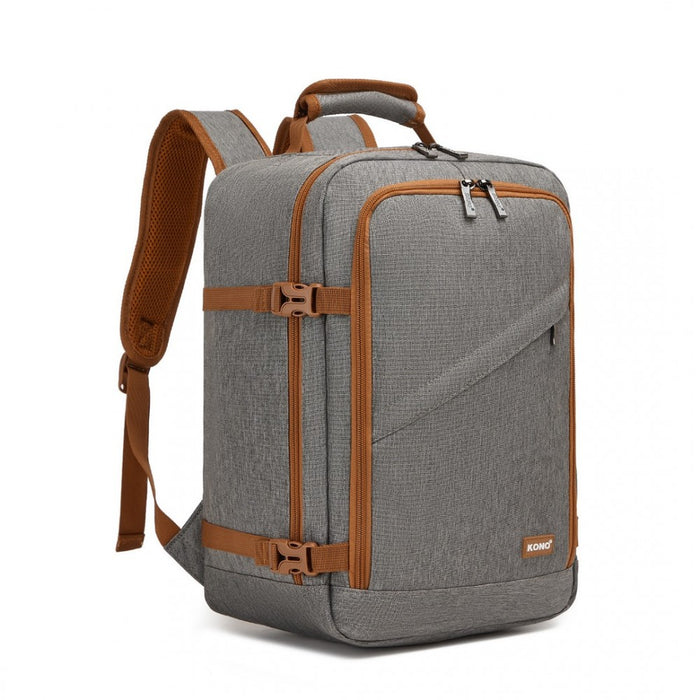 BPK2531S - Kono Multi-purpose Business Carry-On Backpack–Fits 15.6" Laptop, Ideal for Work, Travel & Daily Commute - Grey and Brown