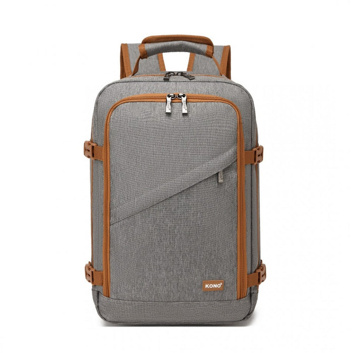 BPK2531S - Kono Multi-purpose Business Carry-On Backpack–Fits 15.6" Laptop, Ideal for Work, Travel & Daily Commute - Grey and Brown