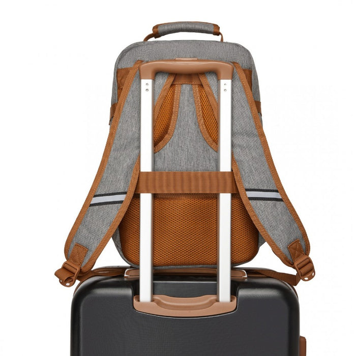 BPK2531S - Kono Multi-purpose Business Carry-On Backpack–Fits 15.6" Laptop, Ideal for Work, Travel & Daily Commute - Grey and Brown