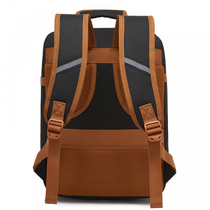 BPK2551 - Kono Flexible Cabin Backpack 30×20×40-Fits 15.6" Laptop, Clamshell Access-Great for Holidays, Work Trips & Commuting - Black and Brown