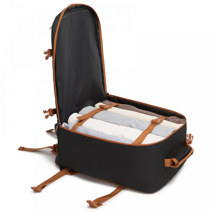 BPK2551 - Kono Flexible Cabin Backpack 30×20×40-Fits 15.6" Laptop, Clamshell Access-Great for Holidays, Work Trips & Commuting - Black and Brown