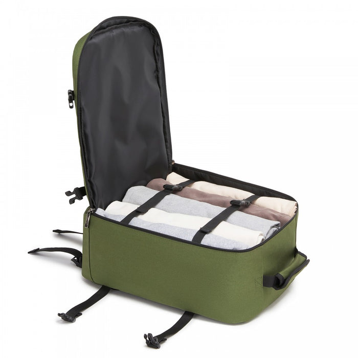 BPK2551 - Kono Flexible Cabin Backpack 30×20×40-Fits 15.6" Laptop, Clamshell Access-Great for Holidays, Work Trips & Commuting - Green