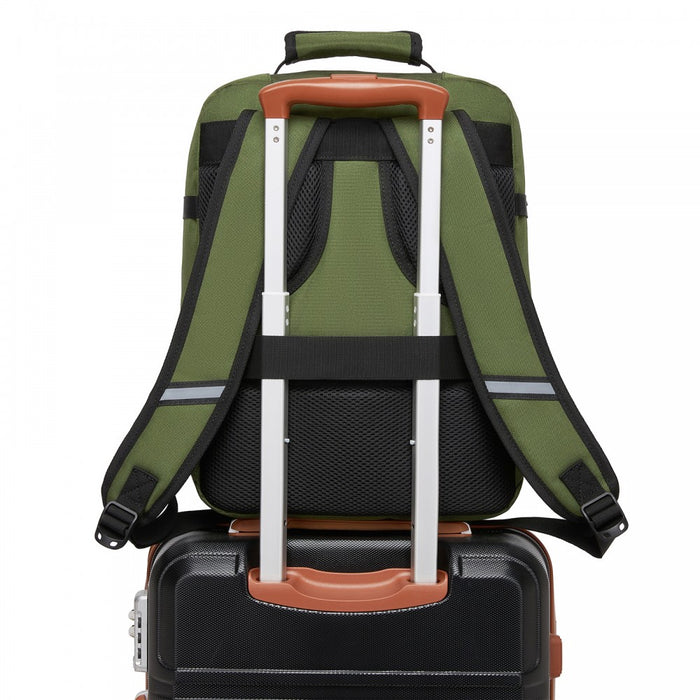 BPK2551 - Kono Flexible Cabin Backpack 30×20×40-Fits 15.6" Laptop, Clamshell Access-Great for Holidays, Work Trips & Commuting - Green