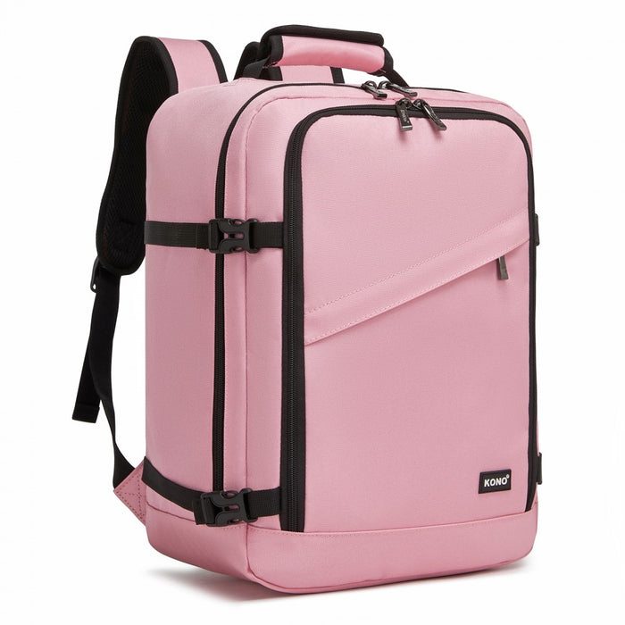 BPK2551 - Kono Flexible Cabin Backpack 30×20×40-Fits 15.6" Laptop, Clamshell Access-Great for Holidays, Work Trips & Commuting - Pink
