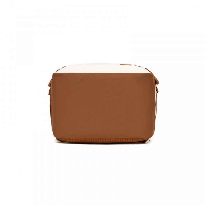 BPK2565 - Kono Colour-Block Organised Cabin Backpack 40×30×20 – Spacious, Clamshell, 15.6″ Laptop, Travel & Commute Ready - Beige and Brown