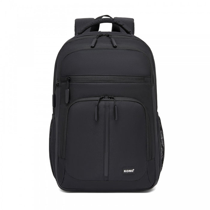 BPK2518 - Kono Laptop Backpack with 15.6" Laptop Compartment, Comfortable & Durable for Work and Business Trips - Black