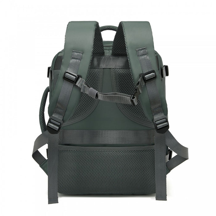 BPK2601- Kono Cabin Travel Backpack 40×20×30 cm – Water-Resistant, Multi-Compartment, Padded Laptop, Anti-Theft, Carry-On Tote - Green