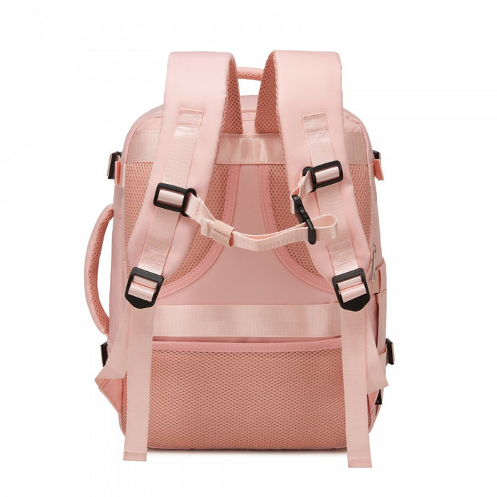 BPK2601- Kono Cabin Travel Backpack 40×20×30 cm – Water-Resistant, Multi-Compartment, Padded Laptop, Anti-Theft, Carry-On Tote - Pink