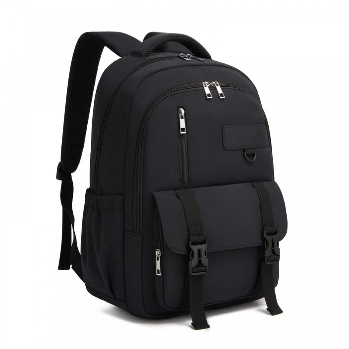 BPK2605 - KONO Durable Water-Resistant Kids Backpack with Padded Laptop Sleeve and Multi-Pocket Organization for School - Black