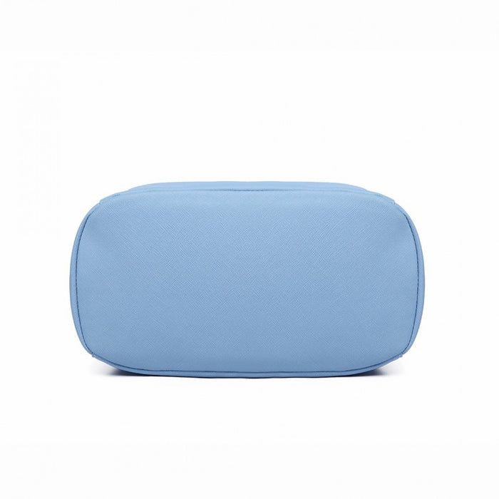 BPM2427 - Miss Lulu Stylish Faux Leather Backpack Secure Daypack with Magnetic Snap Closure Fashionable PU Leather Travel Bag - Light Blue