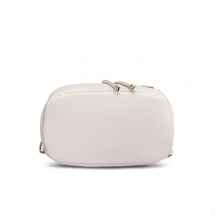 BPM2427 - Miss Lulu Stylish Faux Leather Backpack Secure Daypack with Magnetic Snap Closure Fashionable PU Leather Travel Bag - Light Grey