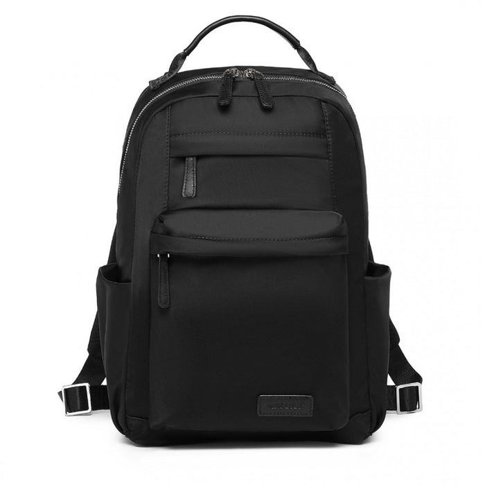 BPM2431 - Miss Lulu Stylish Backpack with Laptop Sleeve and Multiple Pockets and Trolley Sleeve - Black