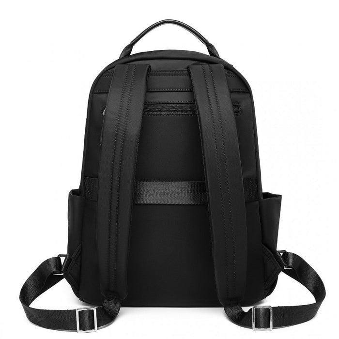 BPM2431 - Miss Lulu Stylish Backpack with Laptop Sleeve and Multiple Pockets and Trolley Sleeve - Black