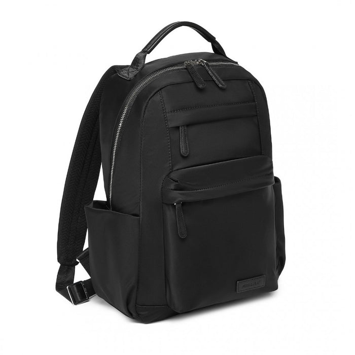 BPM2431 - Miss Lulu Stylish Backpack with Laptop Sleeve and Multiple Pockets and Trolley Sleeve - Black