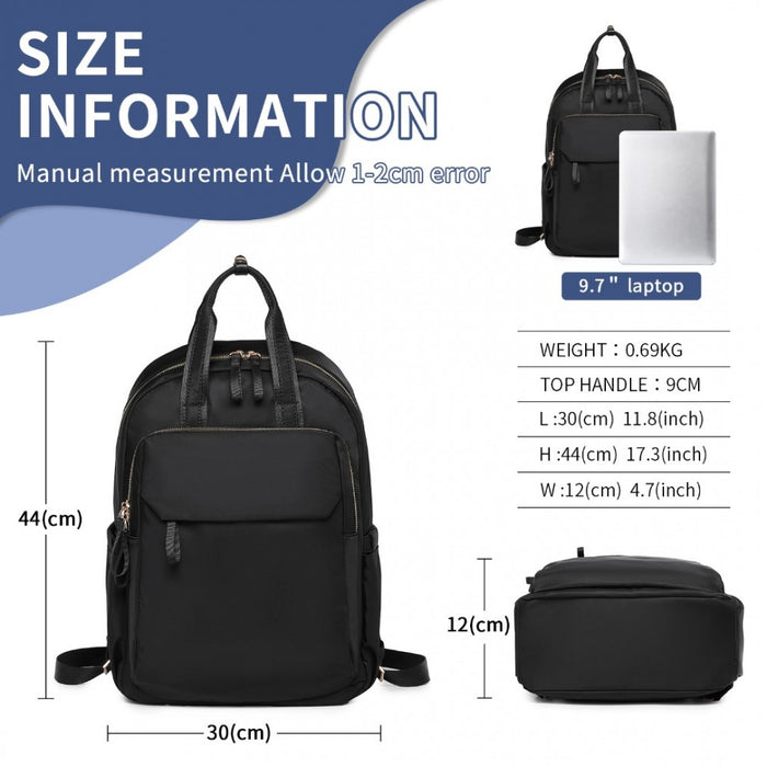 BPM2439 - Miss Lulu Versatile Stylish Backpack with Laptop Compartment and Trolley strape - Black