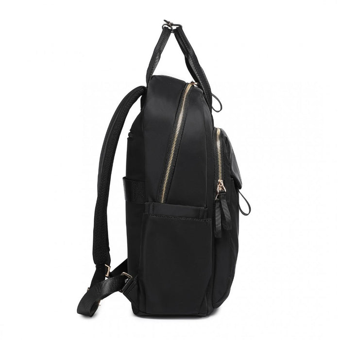 BPM2439 - Miss Lulu Versatile Stylish Backpack with Laptop Compartment and Trolley strape - Black