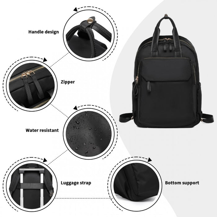 BPM2439 - Miss Lulu Versatile Stylish Backpack with Laptop Compartment and Trolley strape - Black